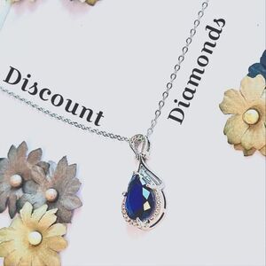 Deep Blue Teardrop Sapphire on 925 Silver